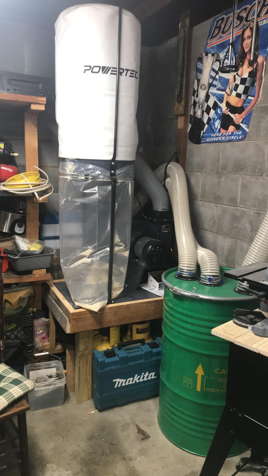 POWERTEC 1 HP Dust Collector with 1 Micron Dust Collector Bags and Mobile Base, Dust Collectors with 800 CFM for Woodworking Dust Collection System (DC1081) customer photo 2