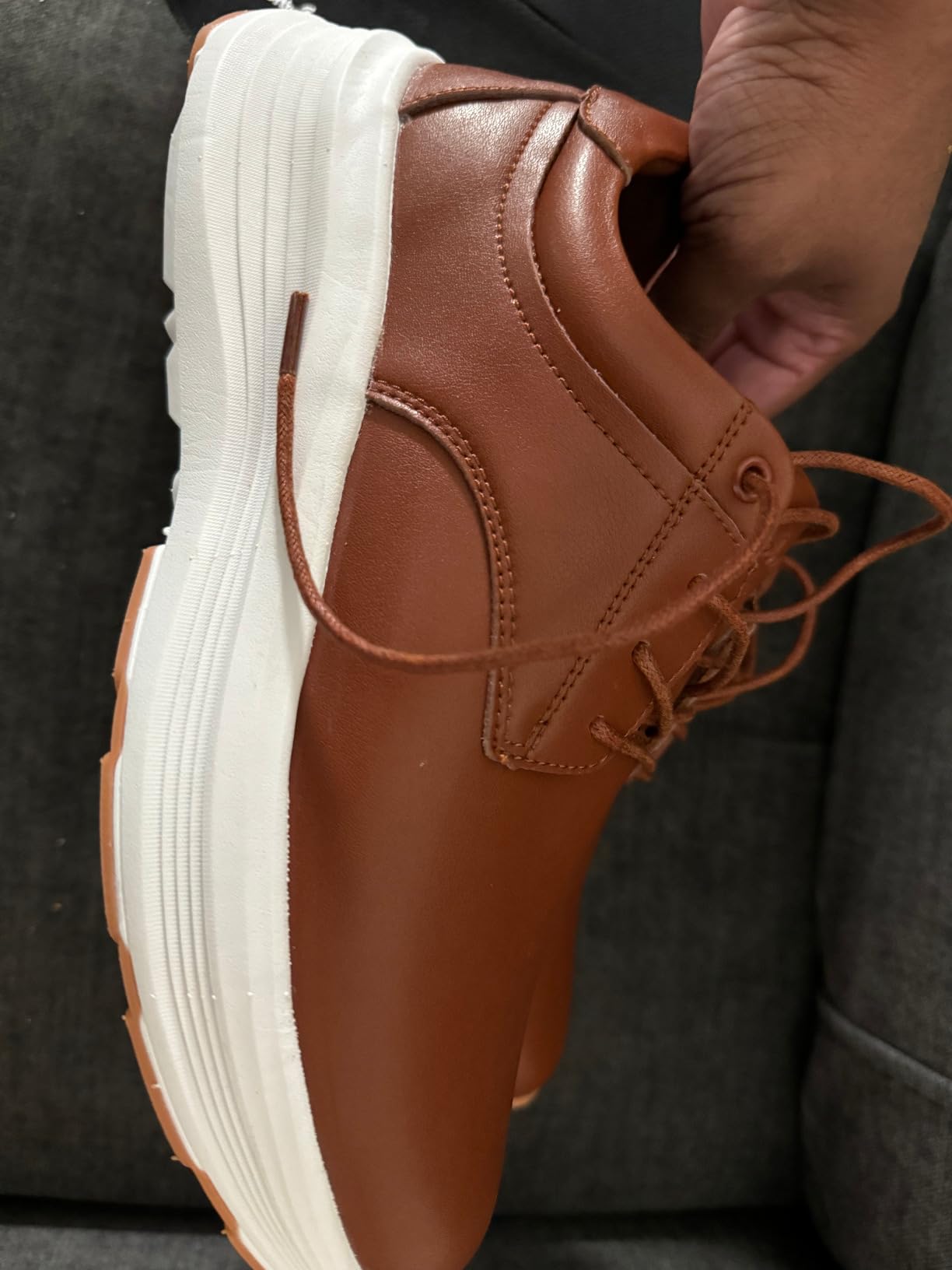 Men's Orthopedic Leather Dress Walking Shoes: Comfortable Arch Support Business Work Oxfords for Plantar Fasciitis, Orthotic Casual Thick Sole Sneakers for Foot and Heel Pain Relief customer photo 1
