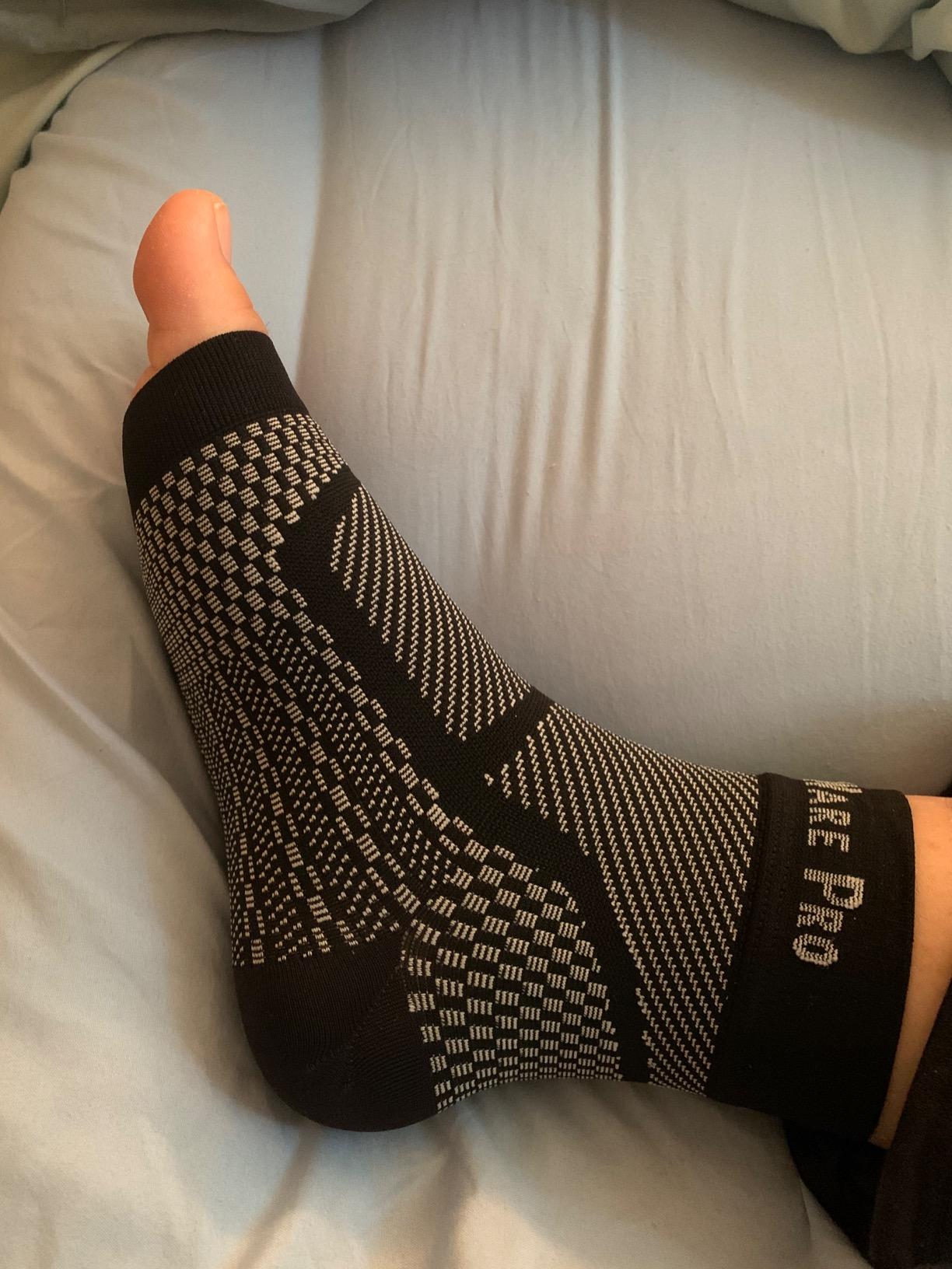 TechWare Pro Ankle Brace Compression Sleeve - Plantar Fasciitis Sock. Relieves Achilles Tendonitis. Foot Arch Support Reduces Joint Pain, Swelling & Heel Spur Pain. Injury Recovery Braces for Sports customer photo 1