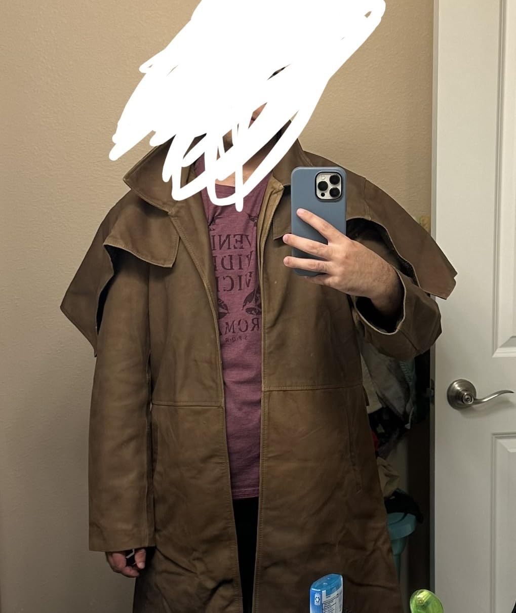 New Vegas A7 Brown Suede Leather Coat - A7 Ranger Armor Classic Cowboy Veteran Duster Trench Coat customer photo 2
