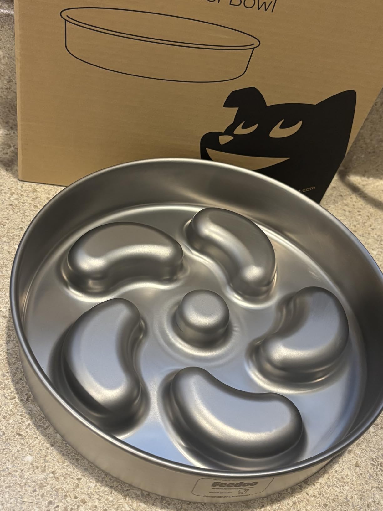 Feedoo Slow Feeder Dog Bowl-2Cups for Medium Breeds, Double Wall Food-Grade Stainless Steel, Heavy Duty with Non-Slip Rubber Base, Puzzle Maze Bowl to Slow Down Eating customer photo 1