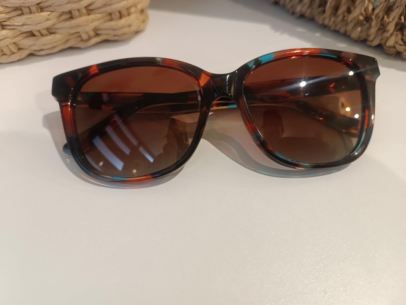 CARFIA Square Polarized Sunglasses for Women UV Protection, Italian Design Retro Embossed Pattern Wire Core Driving Shades customer photo 2