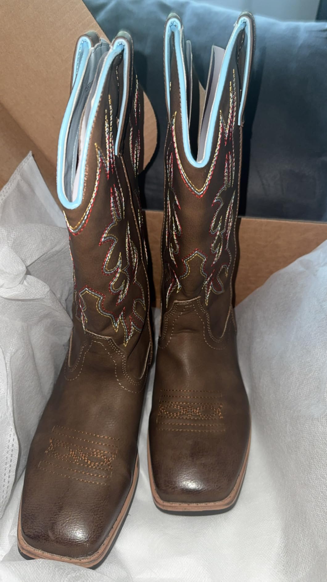 SheSole Women's Wide Calf Cowgirl Boots Square Toe - Wide Width Cowboy Boots for Wide Feet & Thick Calves, Comfortable Western Boots for Daily Work, Rodeo & Country Concert customer photo 2