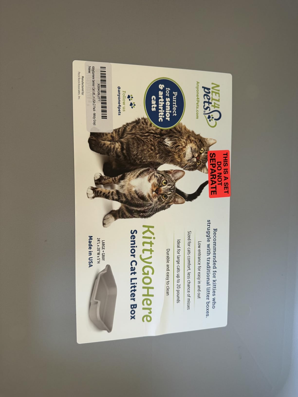 KittyGoHere Senior Cat Litter Box, Low Entry Cat Litter Pan, Jumbo, Gray customer photo 1