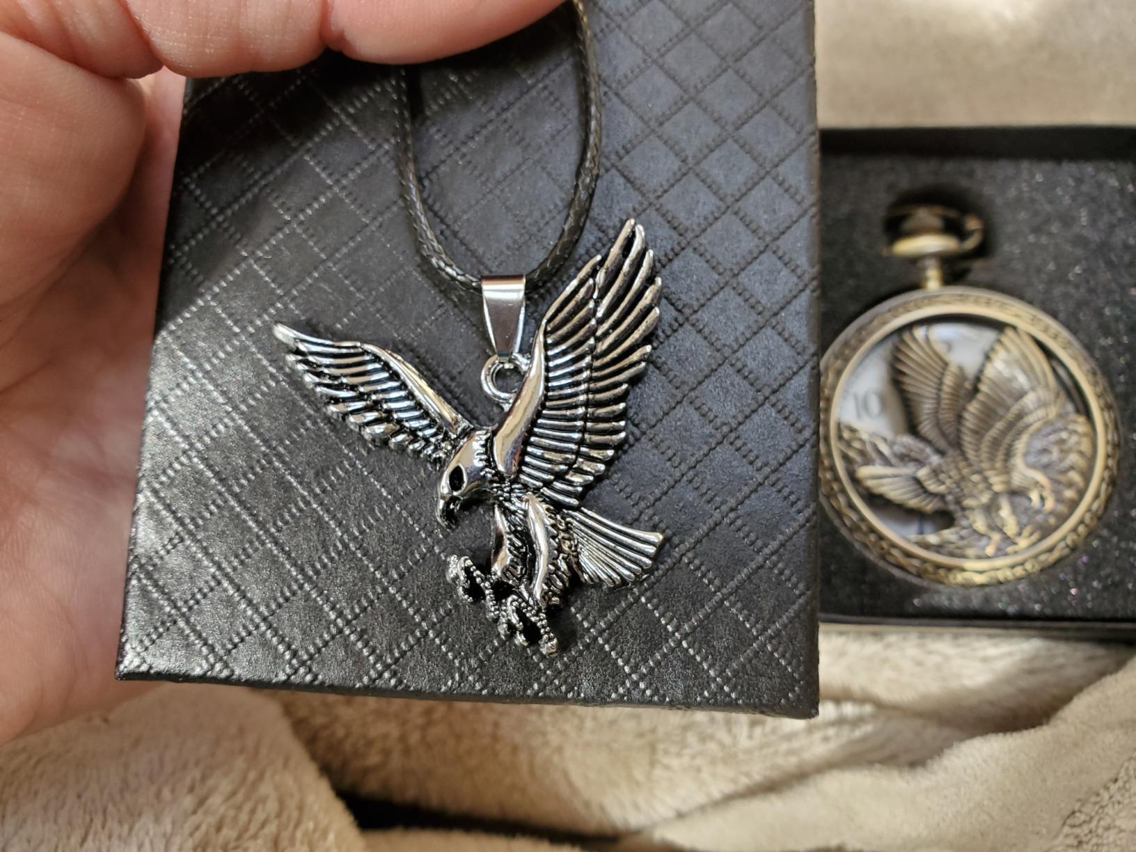 Udaney Eagle Gifts Pocket Watch with Chain Vintage Quartz Half Hunter American 2025 Fashion customer photo 1
