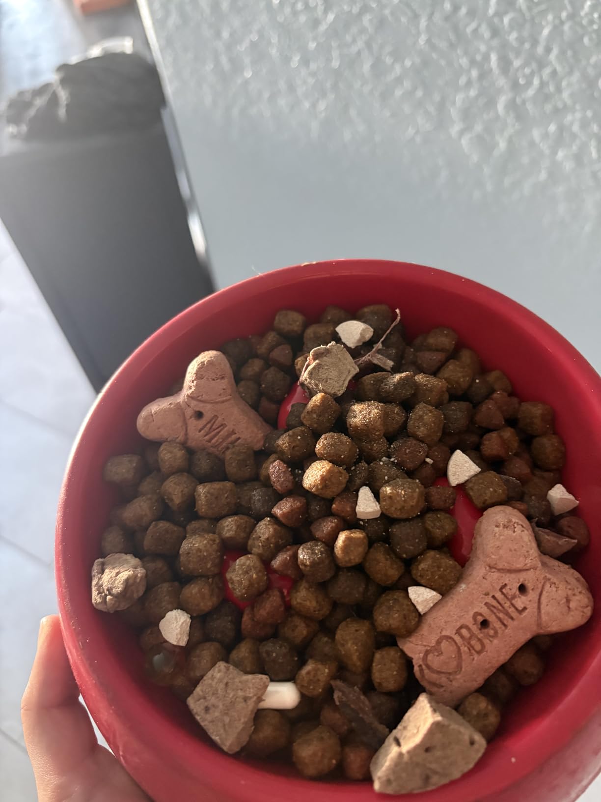SUPERDESIGN Slow Feeder Dog Bowl 1/2 Cup for Small Medium Breed - Anti-Gulping Healthy Eating Interactive Bloat Stop Alternative Non-Slip Puzzle Cat Food Bowl, Rose Red customer photo 2