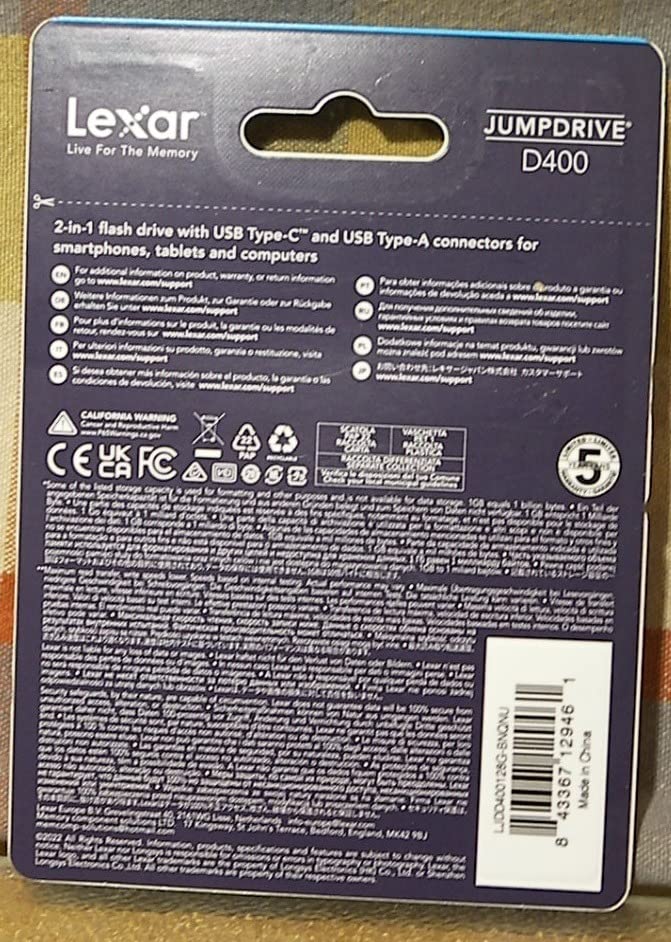 Lexar 512GB JumpDrive D400 Dual Flash Drive, 170MB/s Read, USB-C/A, USB 3.2 customer photo 2