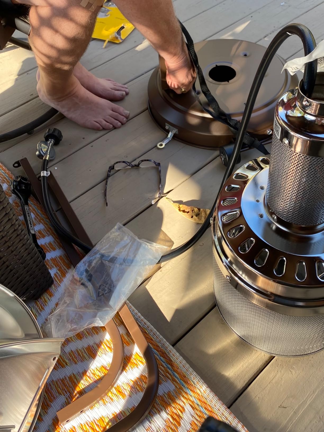 EAST OAK 55,000 BTU Propane Patio Heater with Round Table & Stainless Steel Burner, Outdoor Heater with Wheels, Ideal For Large Patios, Gardens, Outdoor Events, and Commercial Use, Bronze customer photo 1