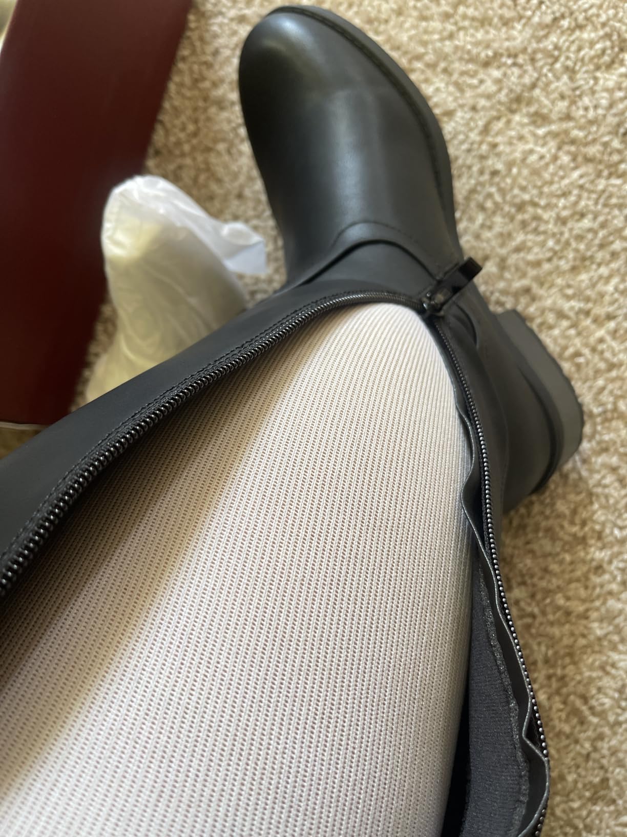 Women's Extra Wide Calf Knee High Boots with Side Zipper and Stretch Panel customer photo 1