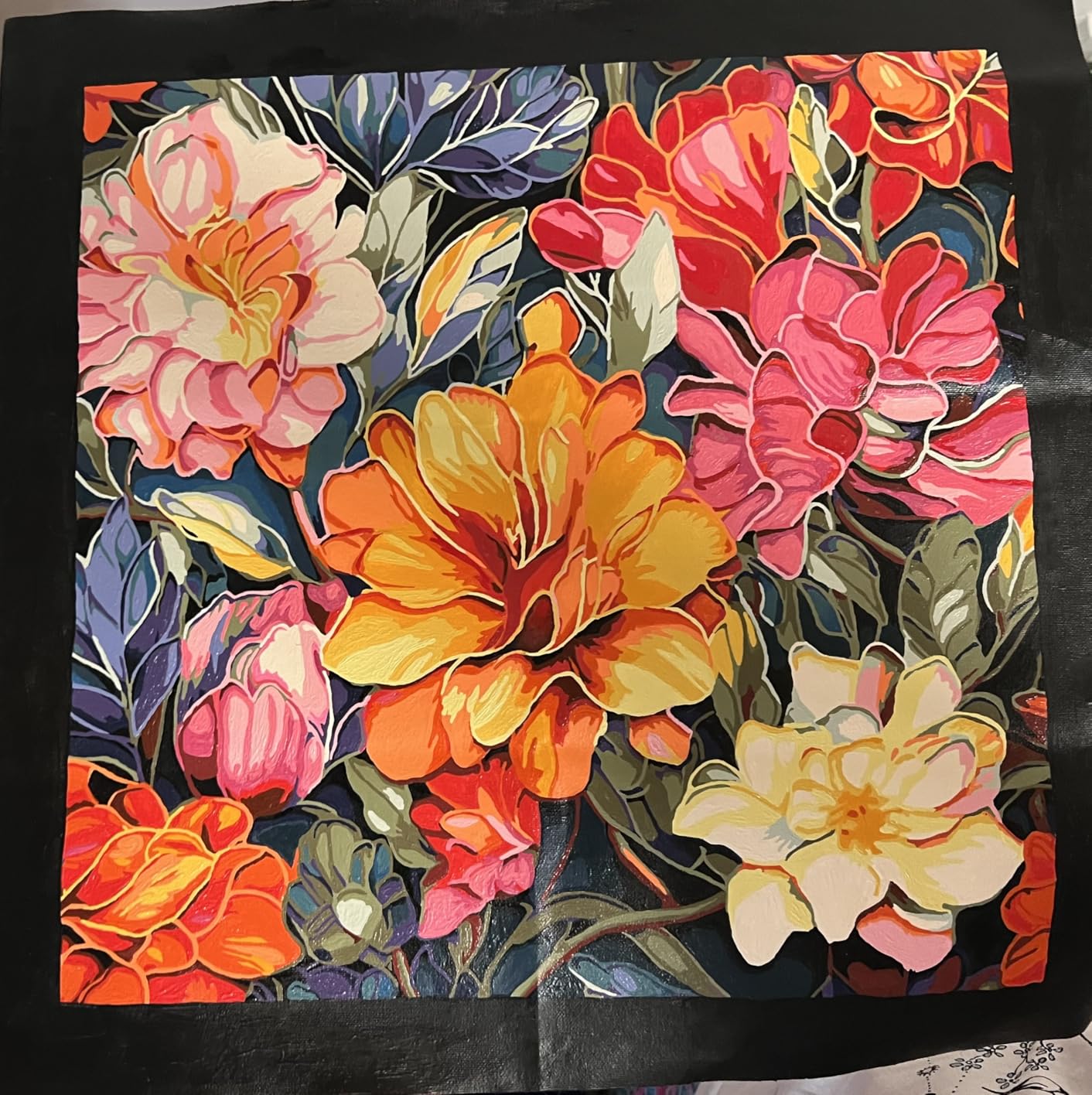 Camocin Paint by Numbers Kit for Adults Beginner, Flowers Bloom, 16x16 Inch customer photo 2