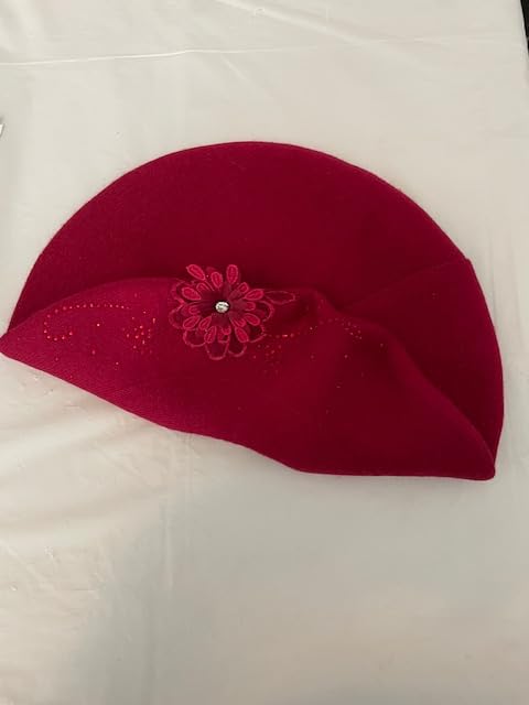 Flower Embroidery Beret Hat for Women, French Style Knitted Beret Hats, Stylish Solid Color Beret Cap for Women Girls Lady customer photo 1
