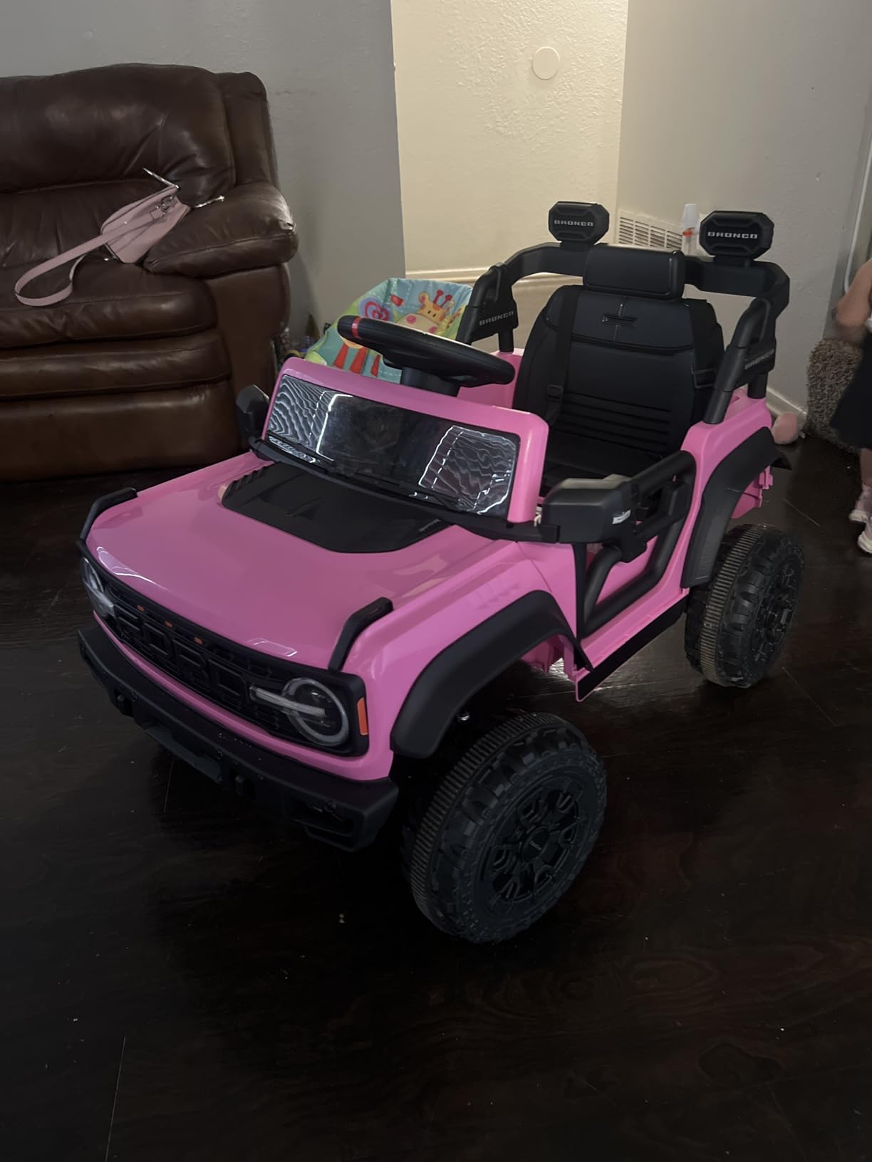 ENYOPRO 12V Licensed Ford Bronco Raptor Ride on Car for Kids, Battery Powered Electric Car for Toddlers w/Remote Control, Spring Suspension, Seat Belt, Bluetooth, Horn, LED Lights, Radio (Black) customer photo 2