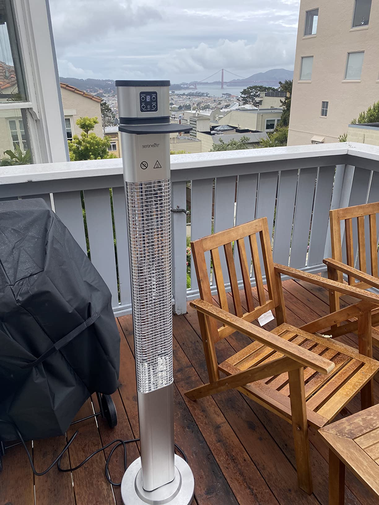 SereneLife Outdoor Electric Patio Heater - 1500W High-Efficiency Infrared Heating, Remote Control Standing Heater with Aluminum Reflector, Waterproof Design, IP65 Approved, Quiet Operation customer photo 2