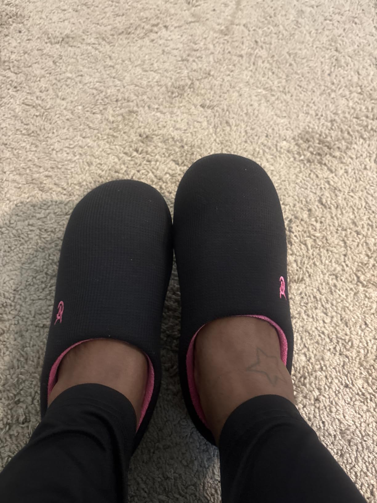 VeraCosy Women's Two-Tone Slippers Soft Comfy Knit Memory Foam Non-slip Indoor Outdoor House Shoes customer photo 2