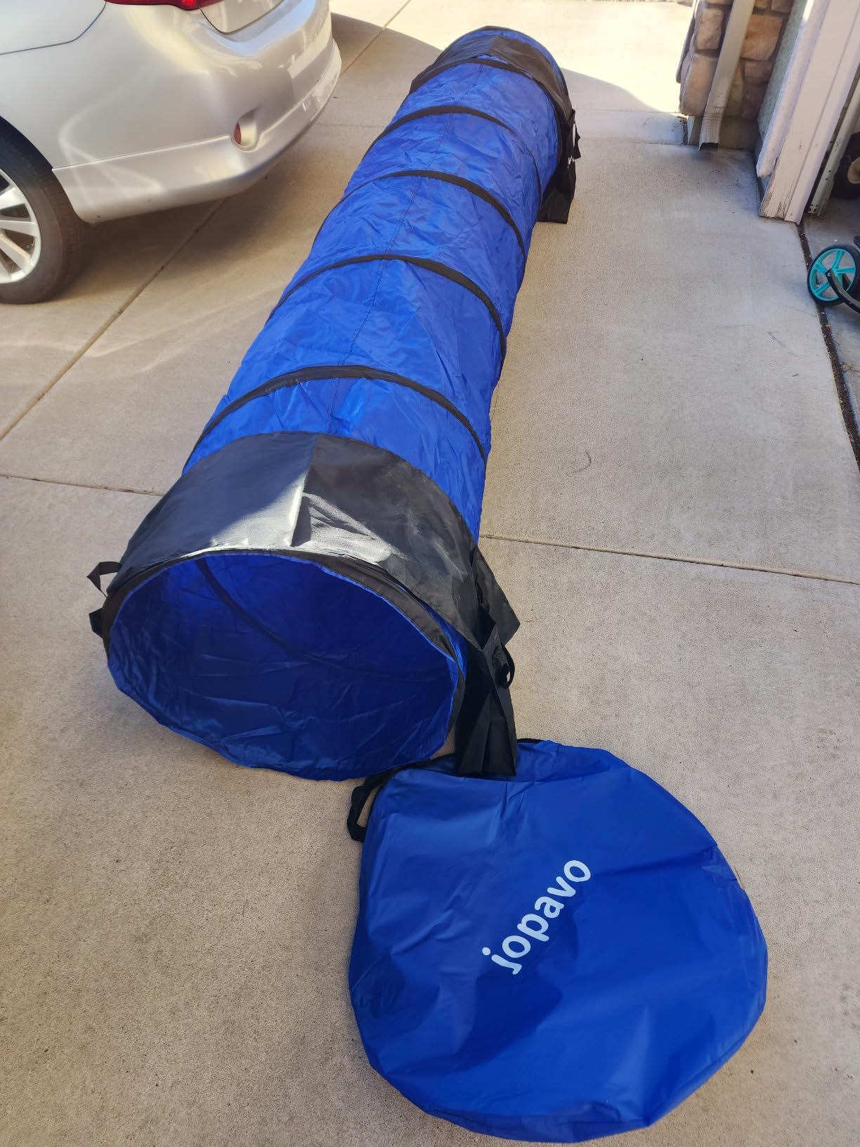 Dog Agility Training Equipment Tunnel:JOPAVO 10 Foot Agility Tunnel with 2 Pack Sandbags, Carry Bag and 4 Ground Spikes.Ideal Agility Equipment for Dog Obstacle Course,Exercise&Park customer photo 1