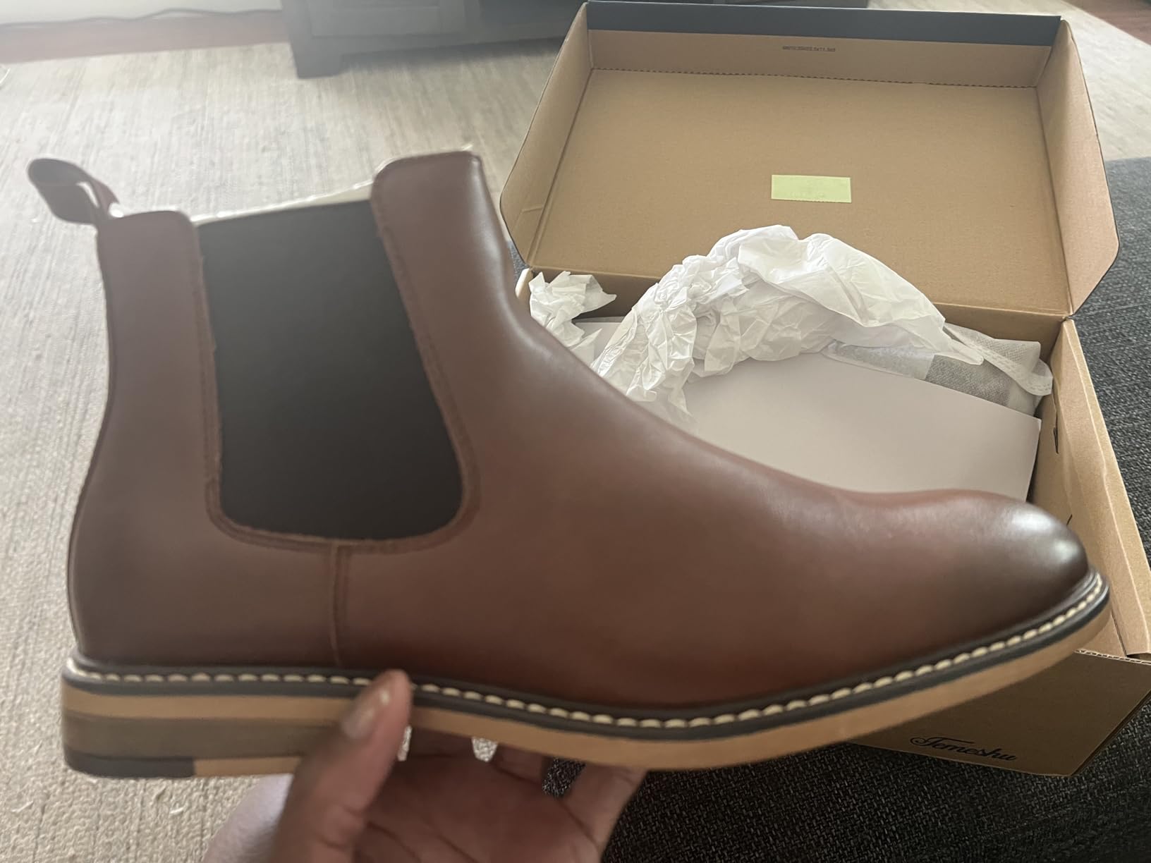 Temeshu Men's Chelsea Boots Casual Dress Boots Ankle Slip On Boots for Men MS25 customer photo 1