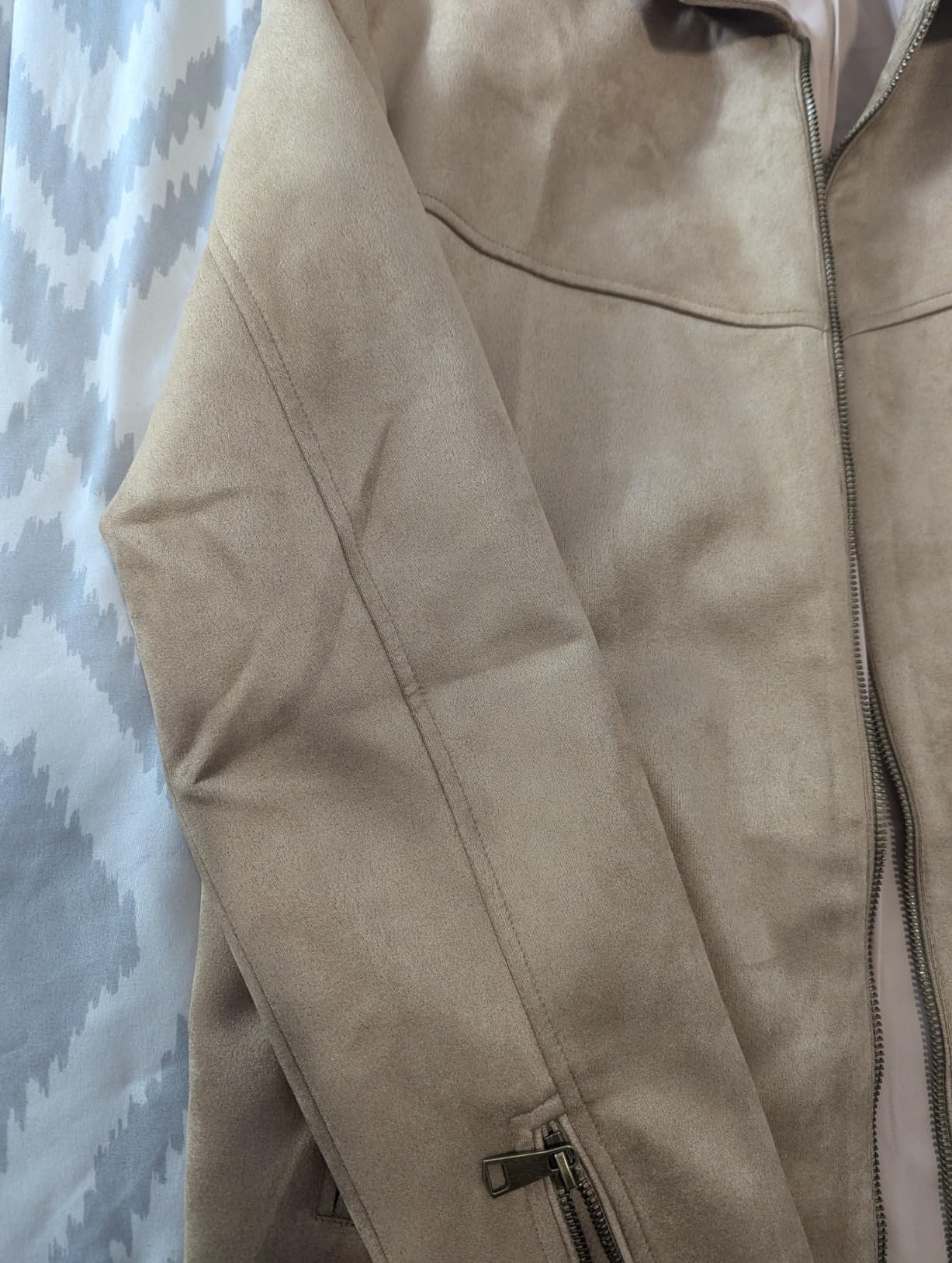 Runcati Men's Suede Jacket Full Zip Vintage Jackets Classic Trucker Coat customer photo 2