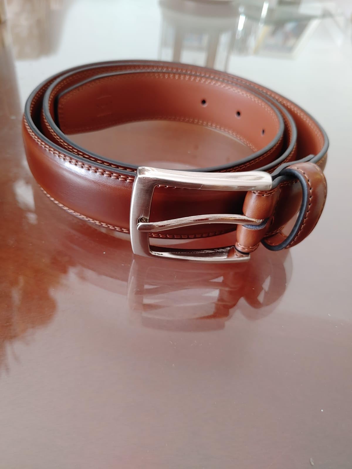 Men's Leather Dress Belt 2Pack, Handmade, Genuine Leather, Fashion & Classic Designs for Work Business and Casual customer photo 1