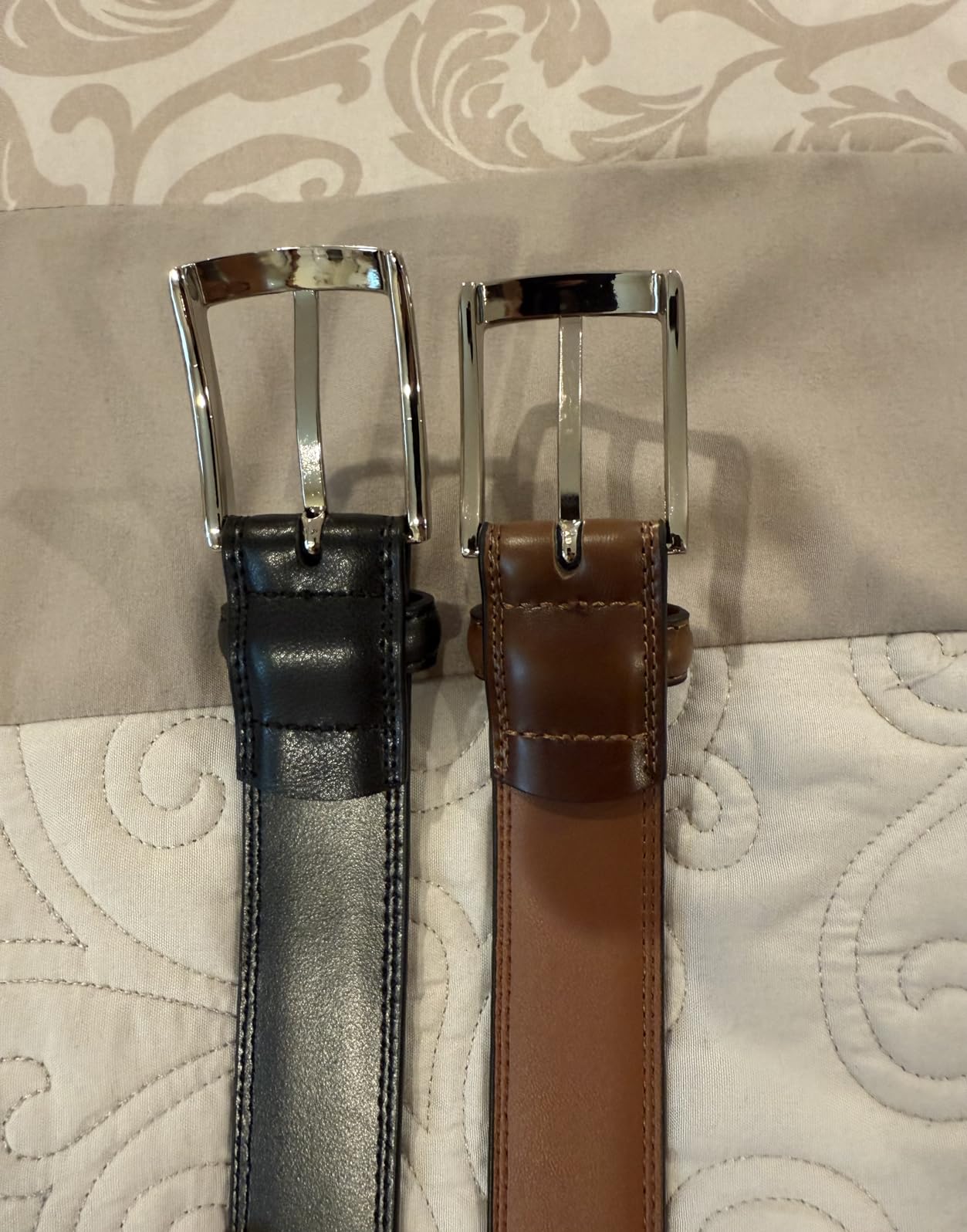 Men's Leather Dress Belt 2Pack, Handmade, Genuine Leather, Fashion & Classic Designs for Work Business and Casual customer photo 2