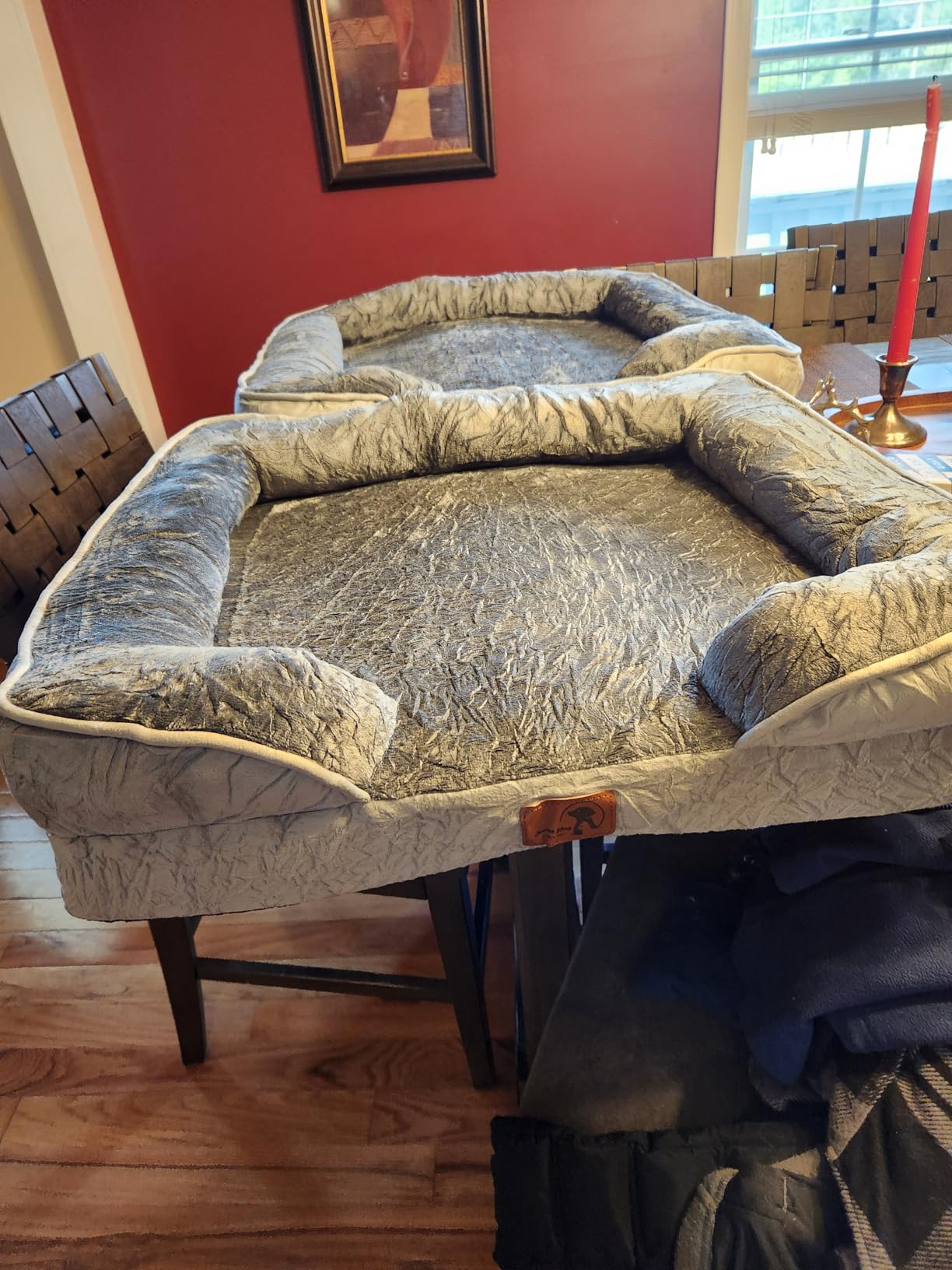 Spotted Play Orthopedic Dog Bed with Sides - Dog Sofa Beds for Medium Dogs, Supportive Foam Pet Couch Bed with Washable Removable Cover, Waterproof Lining and Non-Slip Bottom, Grey - M customer photo 2