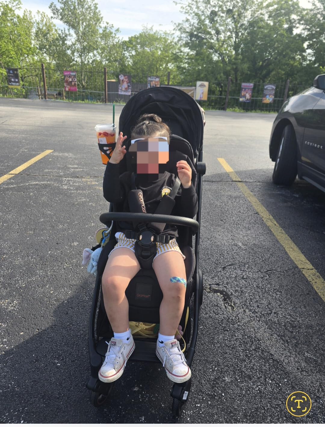 Gromast Gravity Folding Baby Stroller - Portable Travel Toddler Stroller w/Adjustable Backrest, Canopy & Cup Holder, Lightweight and UV Protected, One-Hand Automatic Folding - Black customer photo 2