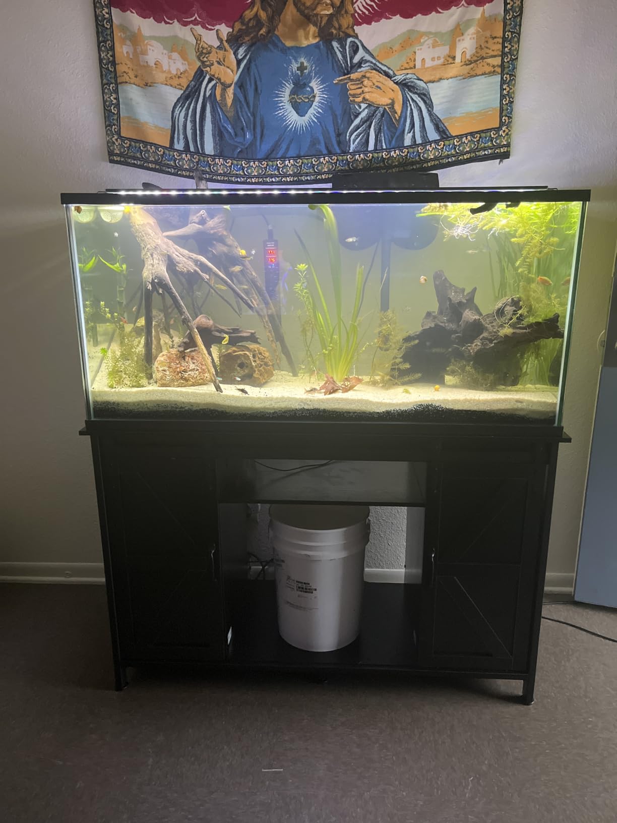 VOWNER Farmhouse 55-75 Gallon Fish Tank Stand with Power Outlet, Grey customer photo 1
