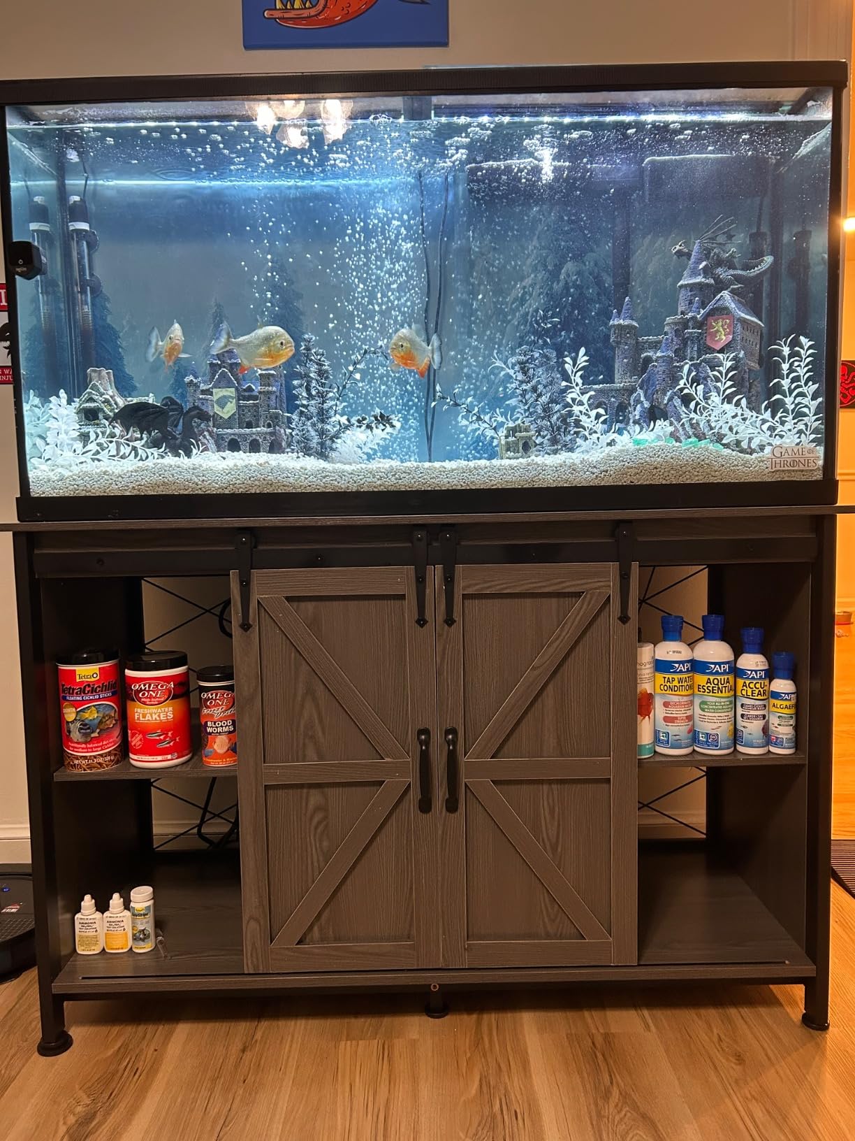 VOWNER Farmhouse 55-75 Gallon Fish Tank Stand with Power Outlet, Grey customer photo 2