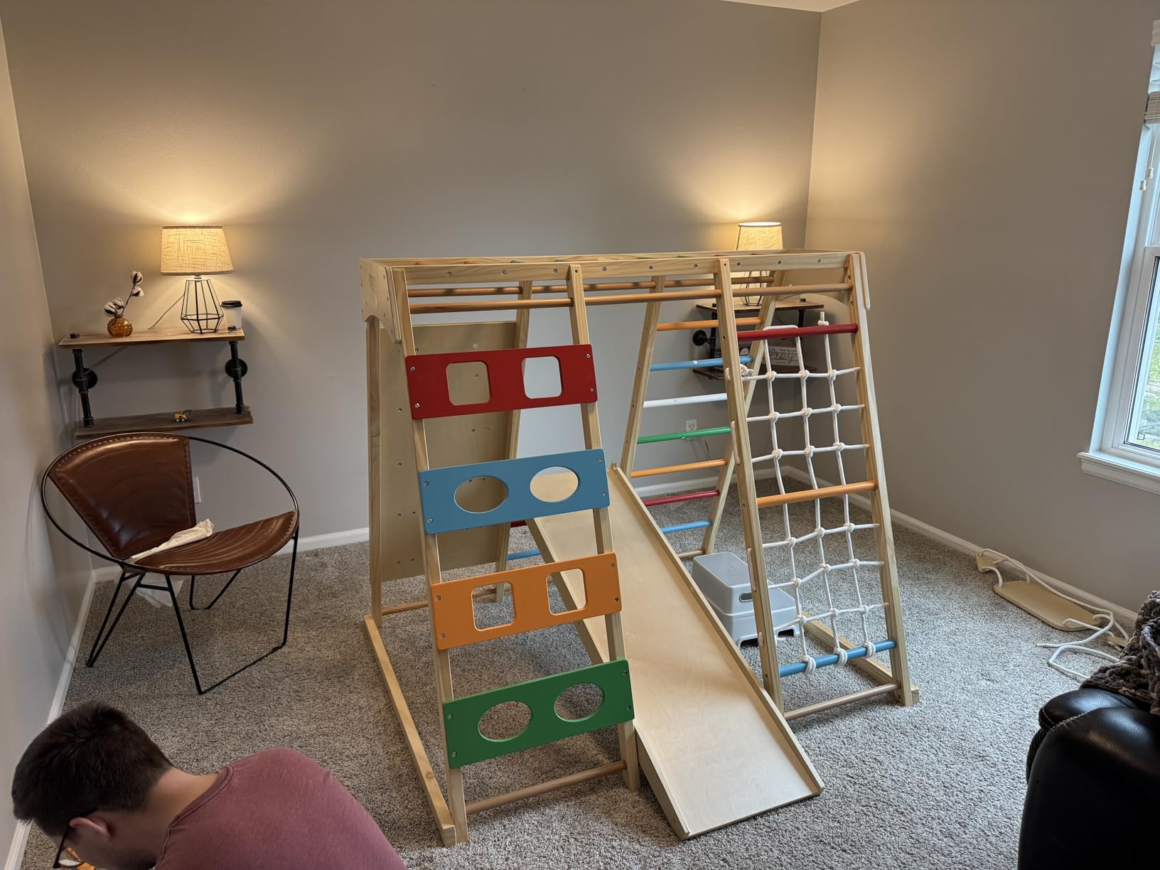 9-in-1 Toddler Indoor Jungle Gym & Playground Set, Wooden Climbing Toy with Slide, Swing, Climbing Net, Rings – Montessori-Inspired Kids Playset for Indoor Fun & Development, Ages 3-8 customer photo 2