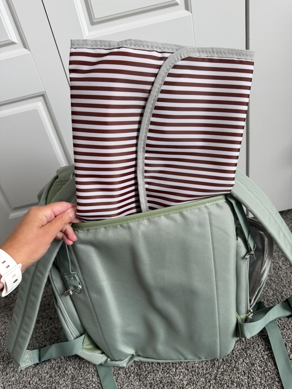 Parker Baby Co. Diaper Bag Backpack with Changing Pad - Sage customer photo 1