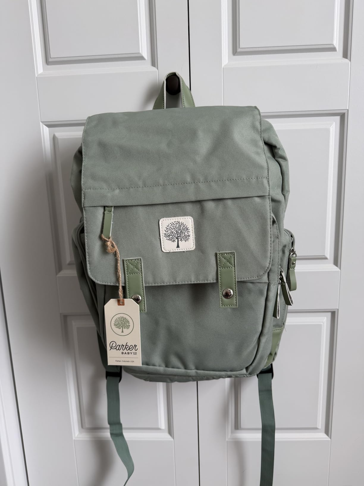 Parker Baby Co. Diaper Bag Backpack with Changing Pad - Sage customer photo 2