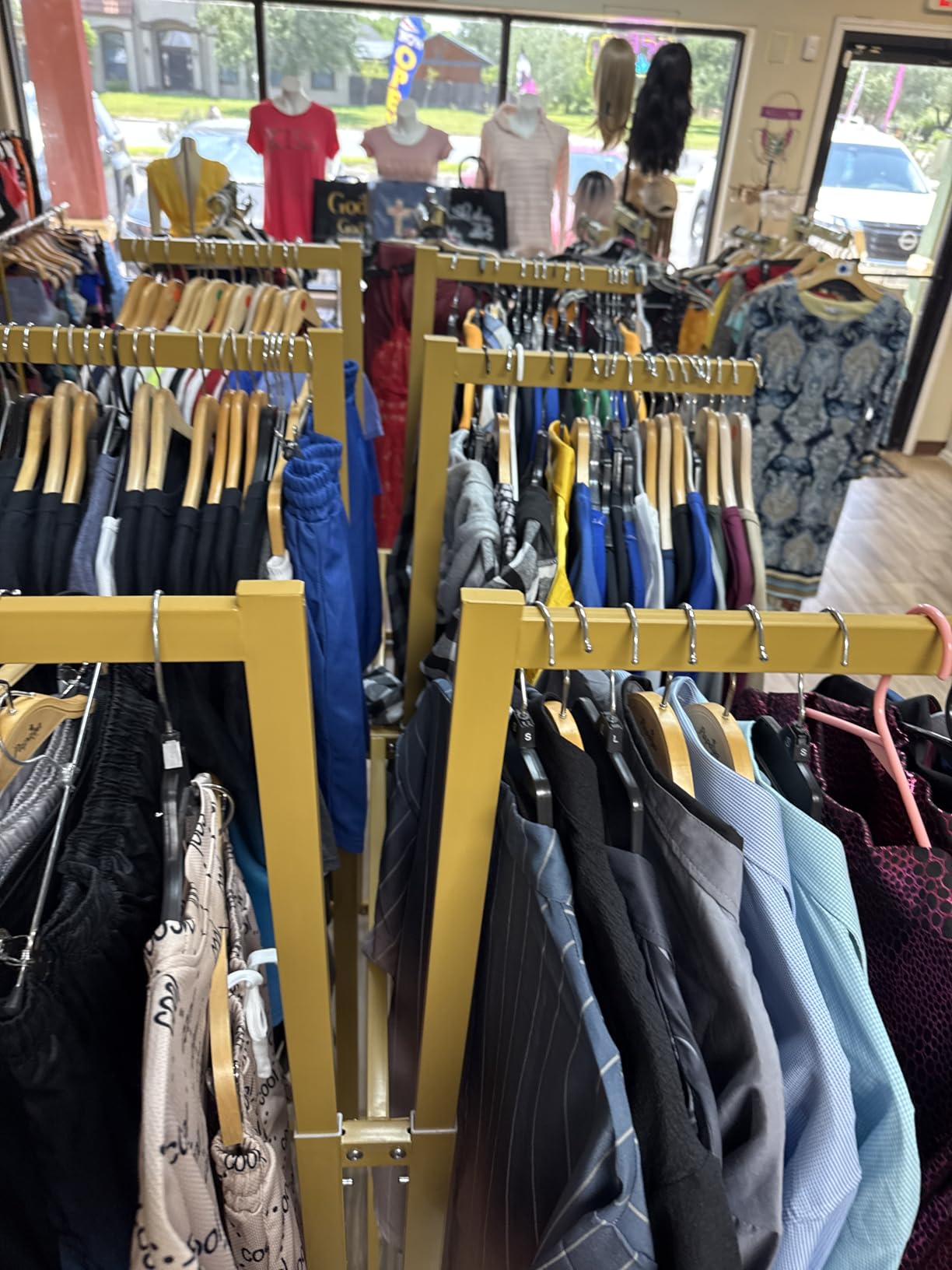 Black Clothes Racks with 4 Straight Arms, Metal Clothing Rack for Hanging Clothes, Freestanding Garment Rack Heavy Duty, 46