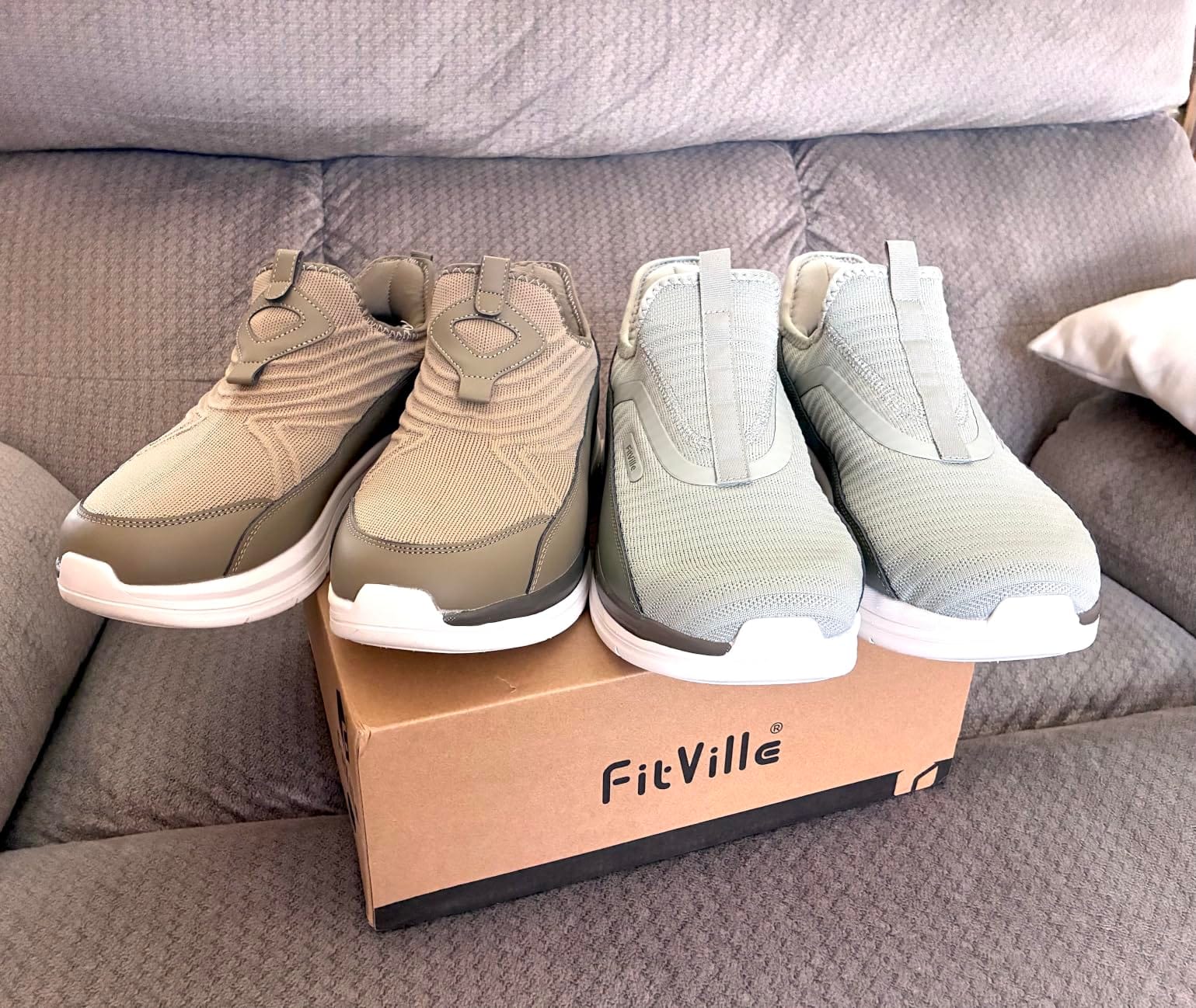 FitVille Men's Extra Wide Slip on Walking Shoes with Arch Support Men Slip on Sneakers for Foot Pain Relief-Stepease V2 customer photo 1