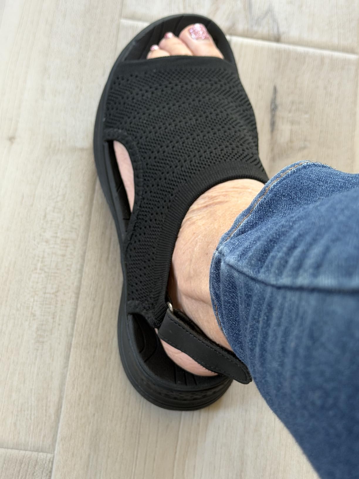 Women Arch Support Orthotic Walking Sandals Open Toe Adjustable Ankle Strap customer photo 2