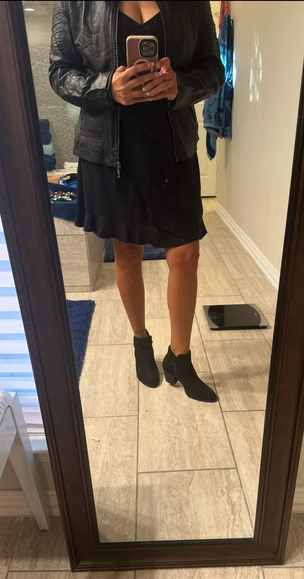 SHIBEVER Women's Ankle Boots Heel: Chunky Low Heeled Almond Toe Booties customer photo 1