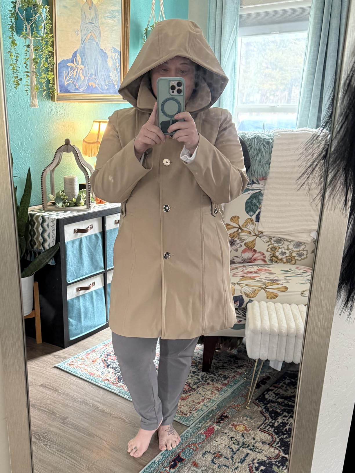 Michael Kors Women's Single Breasted Raincoat With Detachable Hood customer photo 1