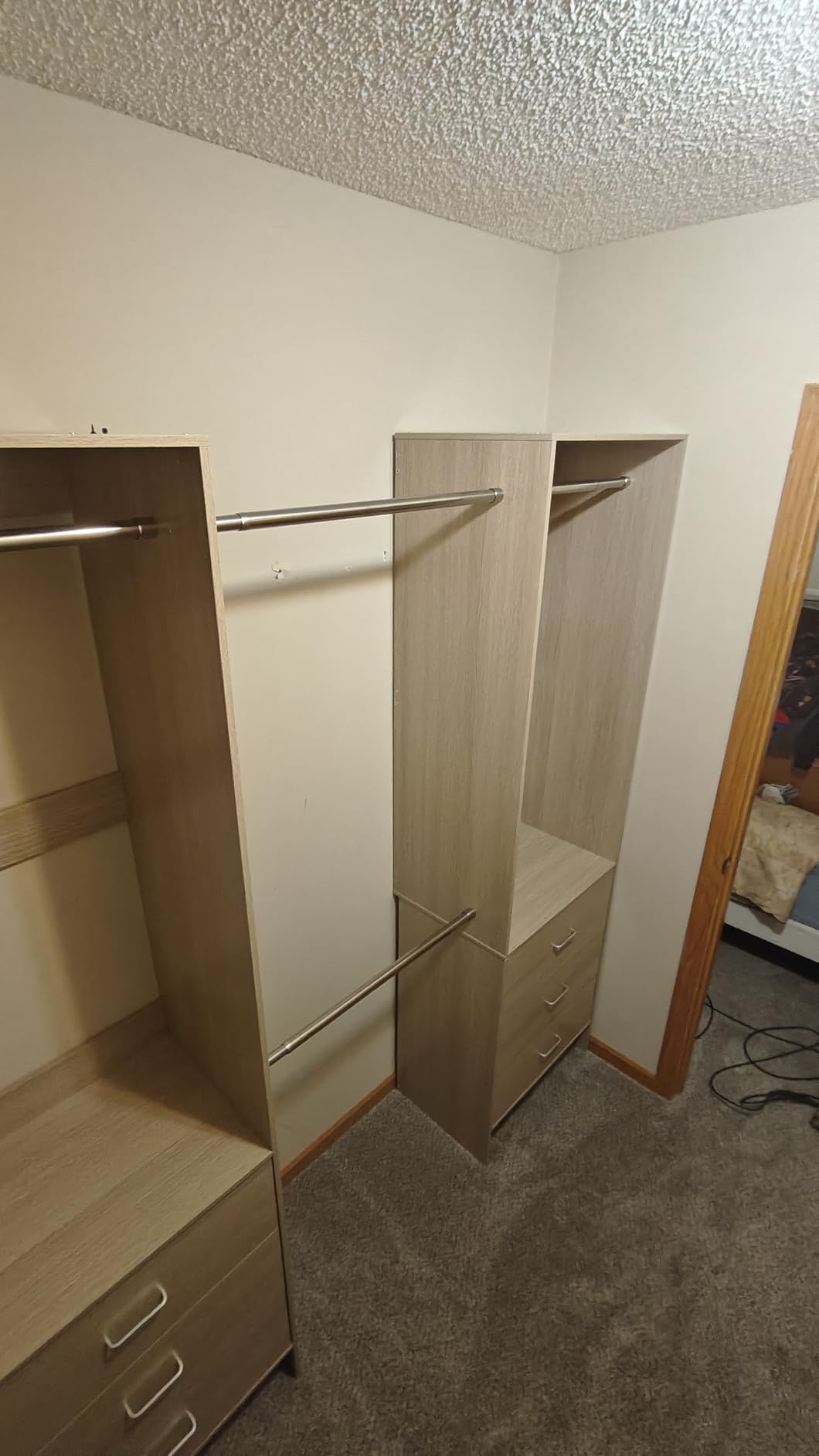 Aheaplus Closet System, 4.2-9Ft Closet Organizer with 4 Rods, White | for Walk in Closet, Wardrobe Clothes Rack with Wooden Drawers customer photo 1