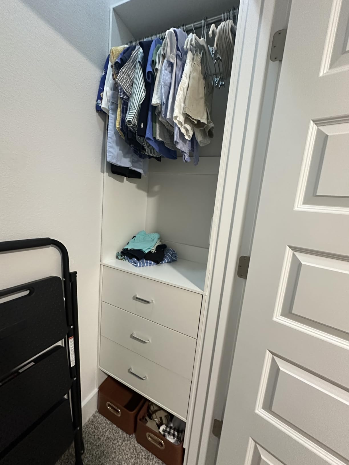 Aheaplus Closet System, 4.2-9Ft Closet Organizer with 4 Rods, White | for Walk in Closet, Wardrobe Clothes Rack with Wooden Drawers customer photo 2