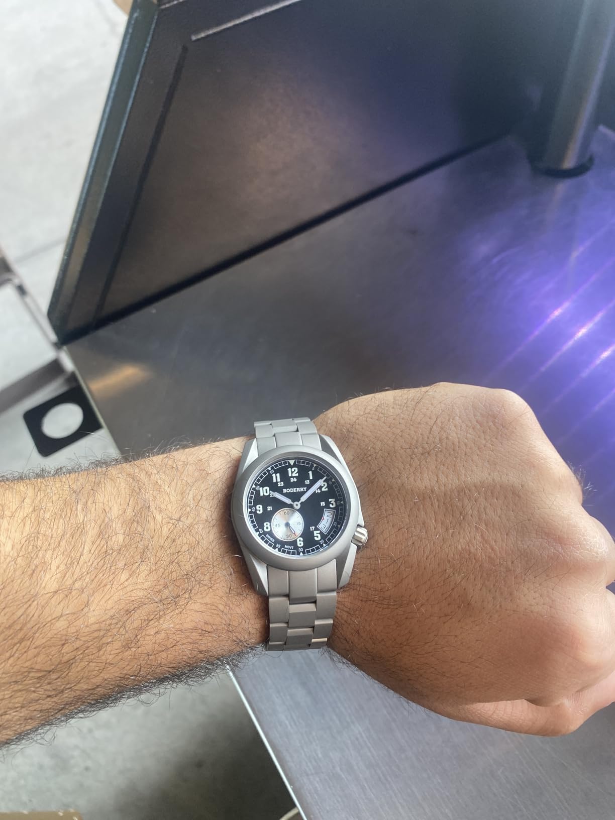 BODERRY 38mm Men's Watch Titanium Field Watch - Swiss Quartz Movement, Military Watch Day Date Function 100M Water Resistance - Voyager customer photo 1