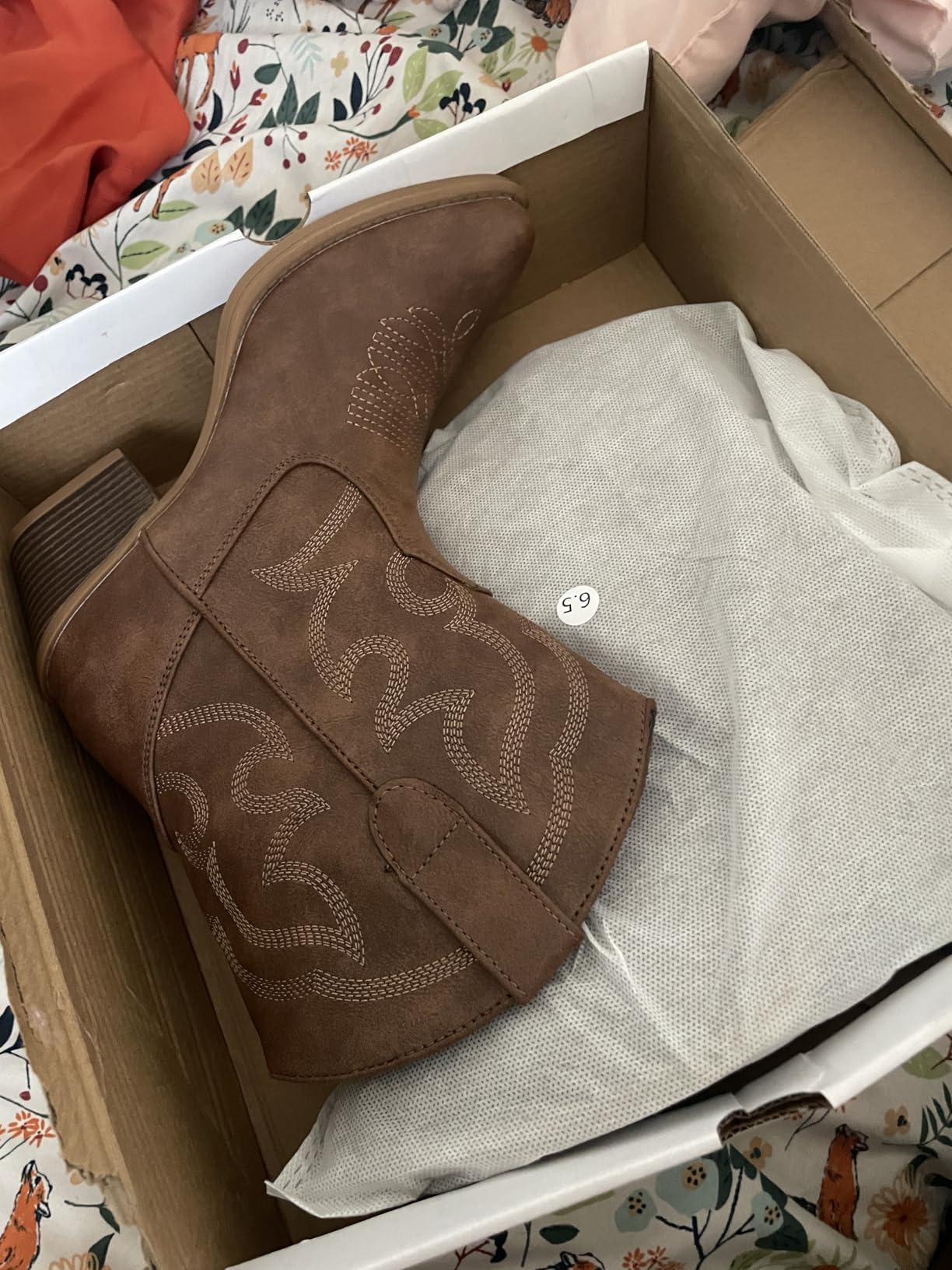 IXU Cowboy Boots for Women Wide Suede Ankle Western Cowgirl Boots customer photo 2