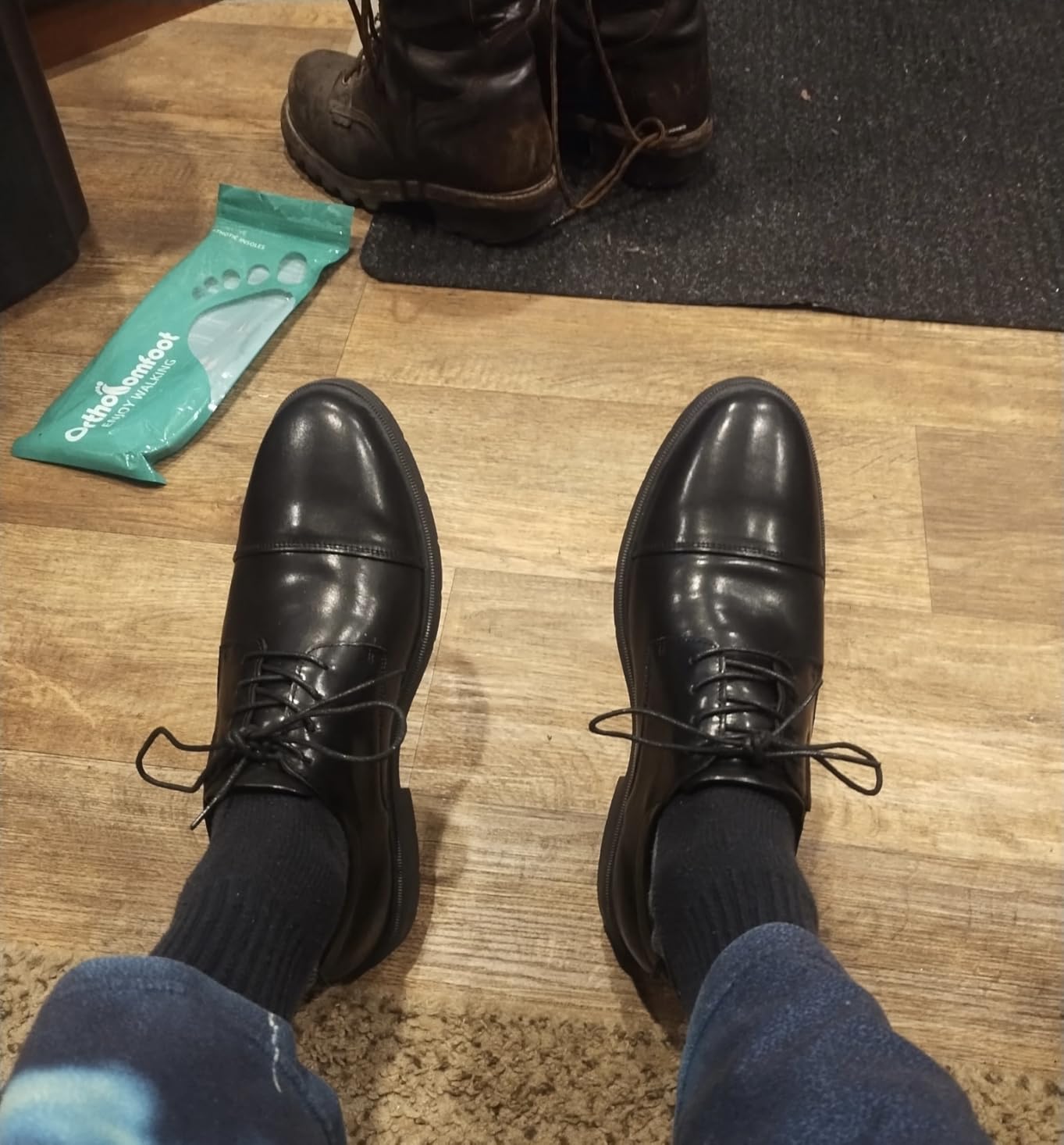 Orthopedic Business Leather Dress Shoes - Arch Support Formal Wingtip Oxford Patent Shoe for Men- Plantar Fasciitis Cap Toe Comfortable Lace Up Oxfords for Tuxedo for Foot Pain Relief customer photo 2