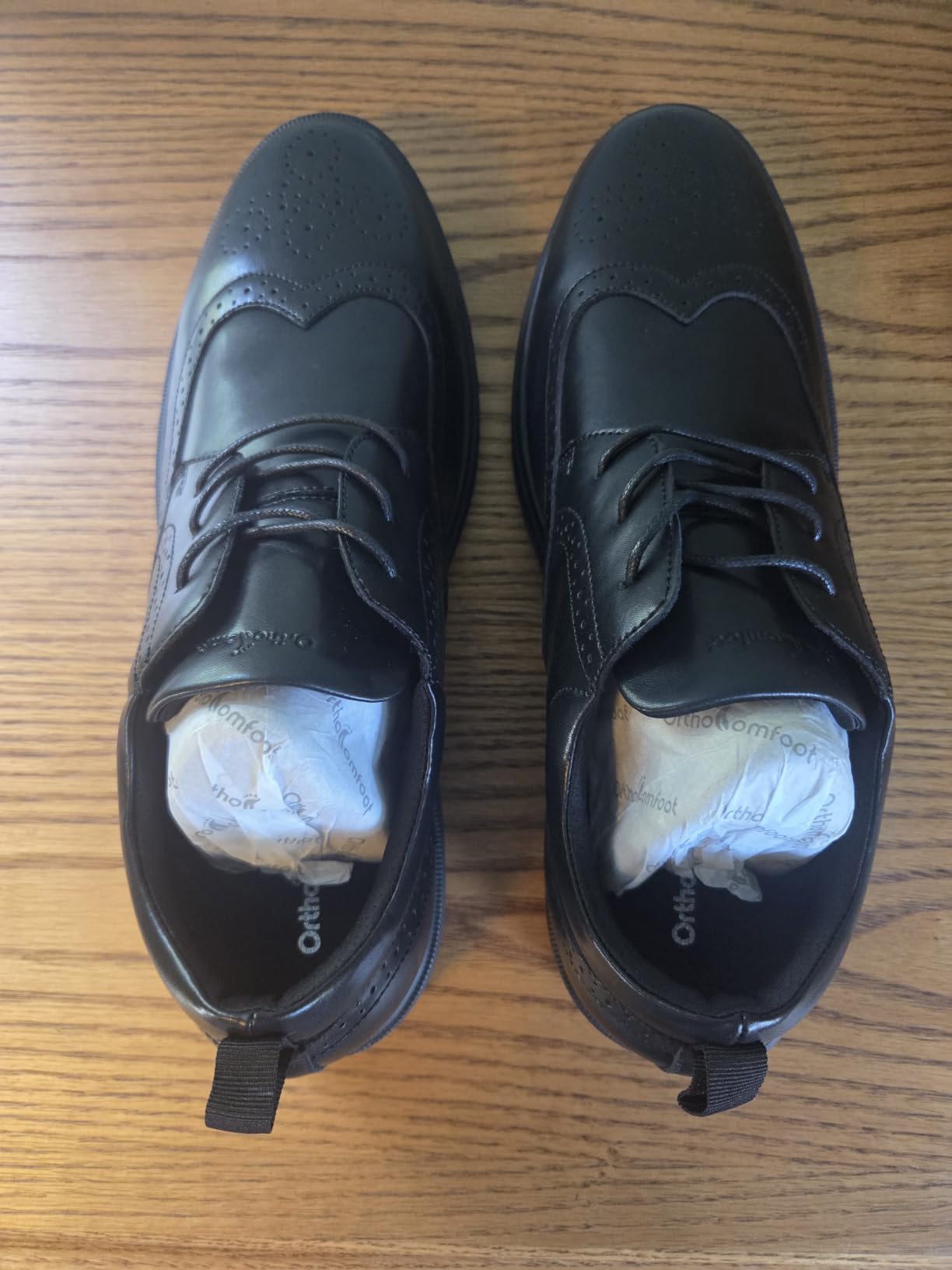 Orthopedic Business Leather Dress Shoes - Arch Support Formal Wingtip Oxford Patent Shoe for Men- Plantar Fasciitis Cap Toe Comfortable Lace Up Oxfords for Tuxedo for Foot Pain Relief customer photo 1