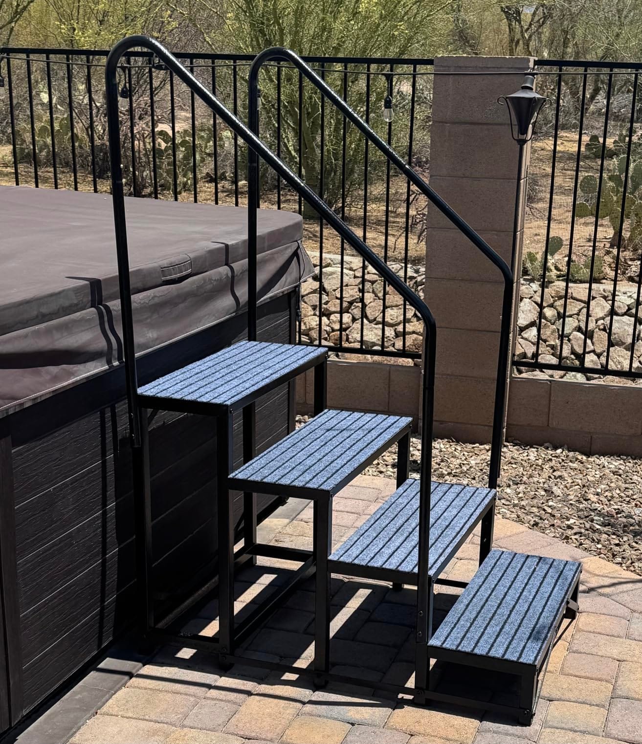 RV Steps with Handrail, 3 Step Hot Tub Steps with Non-Slip Mats customer photo 2