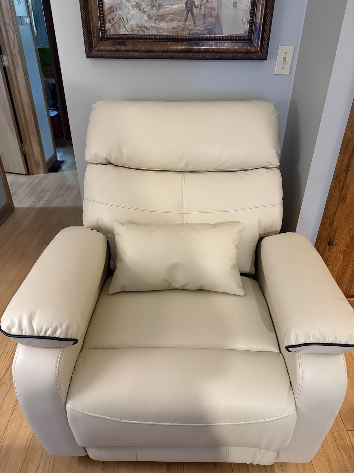 Dual Motor Power Lift Recliner Chair for Adult & Elderly, Leather, Brown | Infinite Position Lay Flat Lift Chair with Heat & Massage, Cup Holder, Lumbar Pillow, Wireless Charger, USB Ports customer photo 2