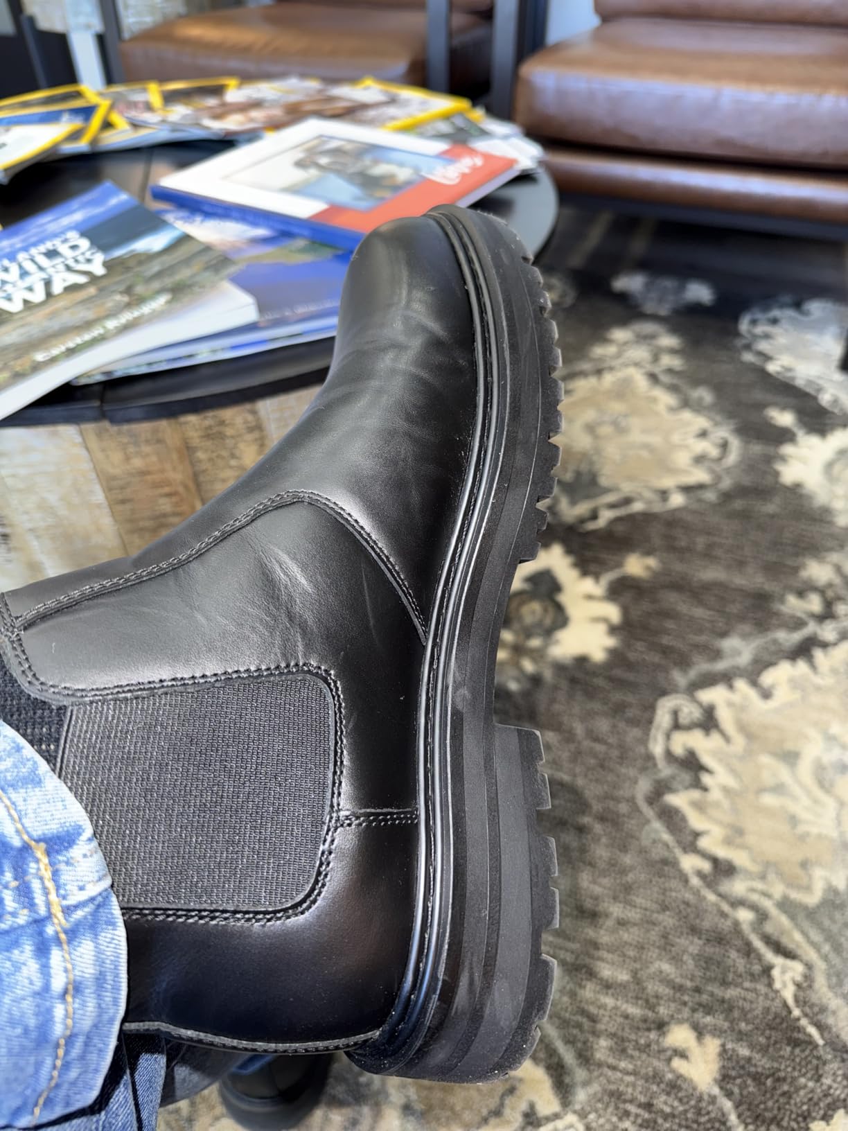 Men's Wide Toe Box Platform Chelsea Boots Slip-On Casual Ankle Dress Boot customer photo 1