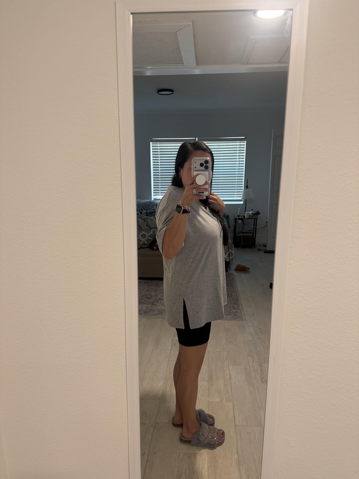 Plus Size Oversized V Neck Tshirt Tops Workout Wear customer photo 2