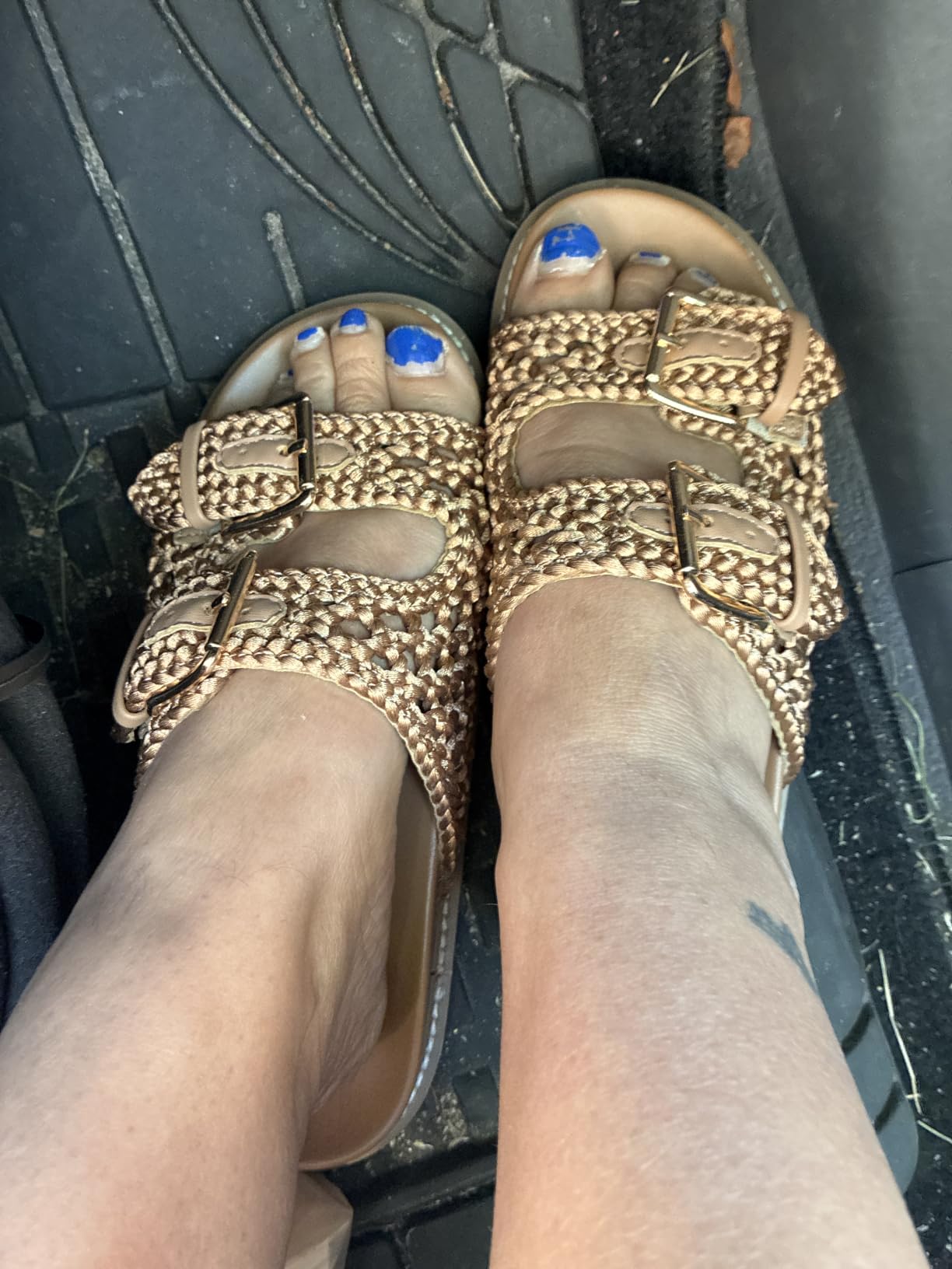 Braided Cork Footbed Sandals for Women Slides with Arch Support customer photo 2