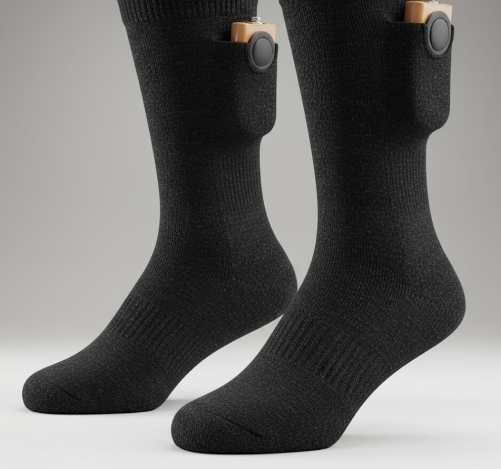 Heated Socks for Men Women, Rechargeable Electric Heated Socks, 5000mAh Washable Heated Socks, Long Life Up to 65 °C, Large Heating Area Foot Warmer for Outdoor Work Skiing Camping Fishing Hunting customer photo 1
