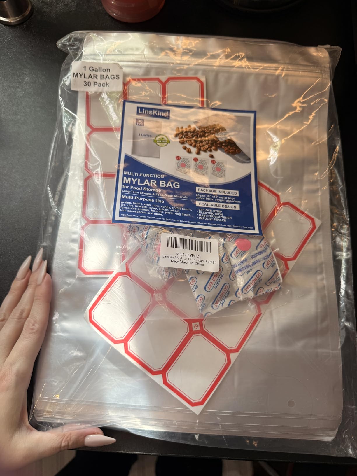 Mylar Bags with Oxygen Absorbers, 1 Gallon 50Pcs for Food Storage | 10