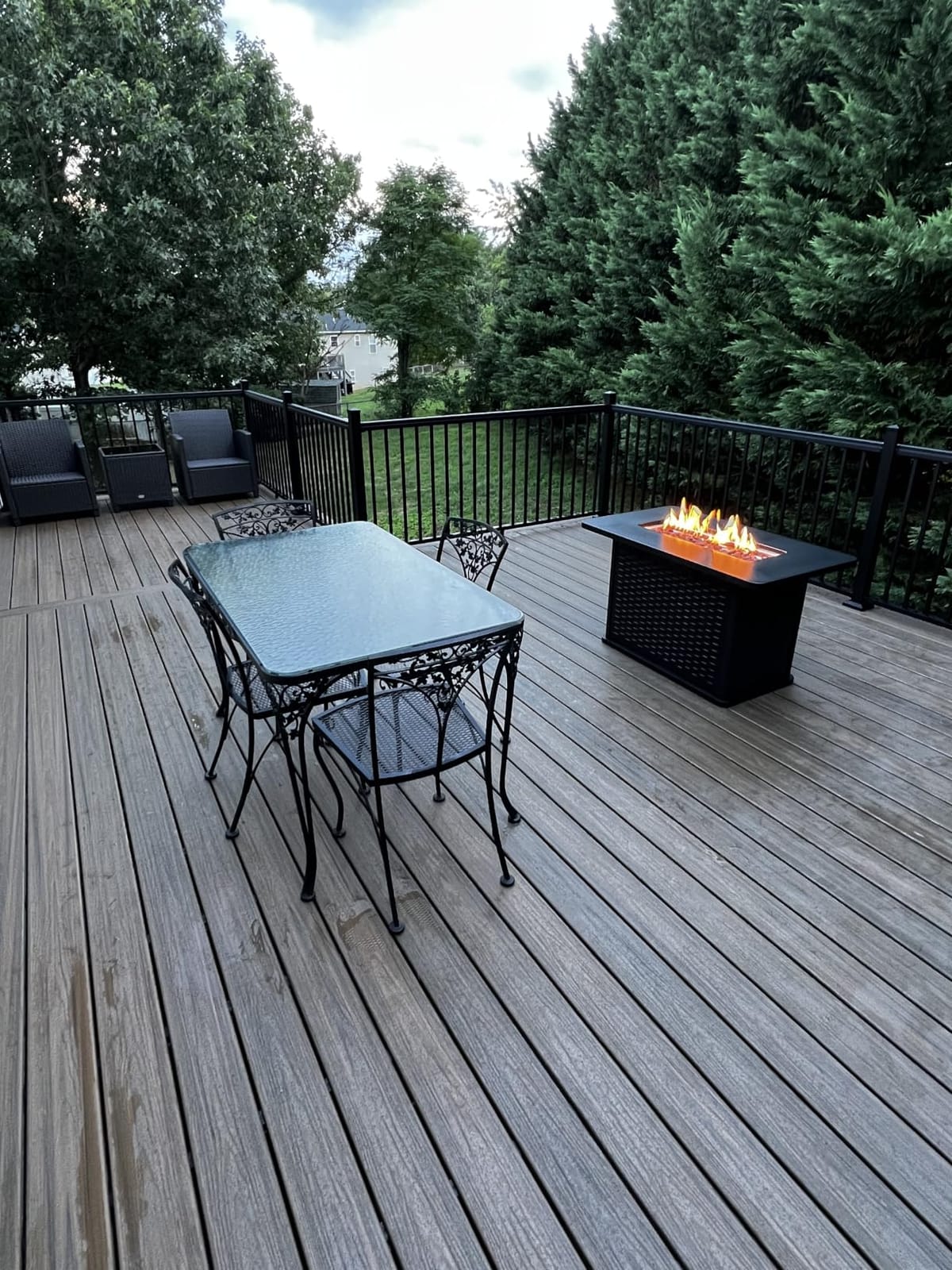 Ciays 43-Inch Rectangular Propane Fire Pit with 60,000 BTU Output, Fire Pit Table Premium Gas for Outside Patio with 304 Stainless Steel H-Burner, Glass Stones, and Wind Guard,Black customer photo 1