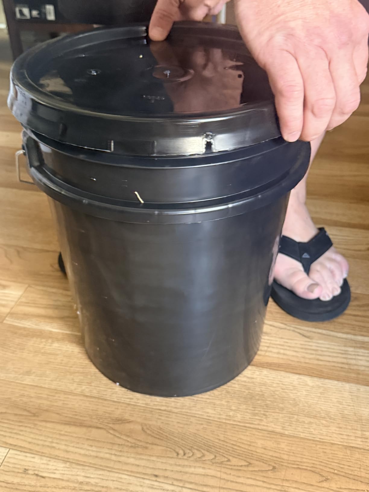 MKS Plastics 5-Gallon Bucket with Airtight Lid – Made in USA, Food Grade BPA Free Plastic, Heavy Duty Multi-Use, Metal Handle with Grip, Stackable Storage – Black, 1 Pack customer photo 1